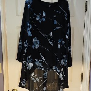 Alfani Black and Blue Floral Tunic